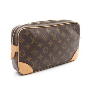 Louis Vuitton Marly Dragonne clutch bag canvas leather Monogram brown